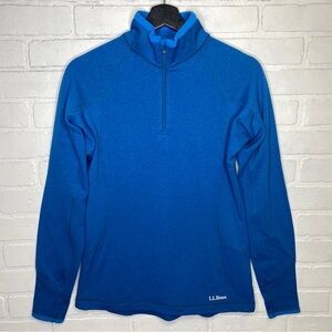 LL Bean Sweater Top Expedition Weight Stretch 1/4 Pullover Blue Women’s Medium